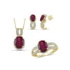 10.00 Carat T.G.W. Ruby And White Diamond Accent 14K Gold over Silver 3-Piece Jewelry set