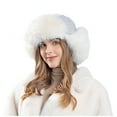 thumbnail image 5 of POIUYTR Winter Trapper Hat for Men Women Faux Fur Aviator Hat with Ear Flaps Russian Ushanka Warm Trooper Hat for Cold Weather Skiing Hunting, 5 of 7