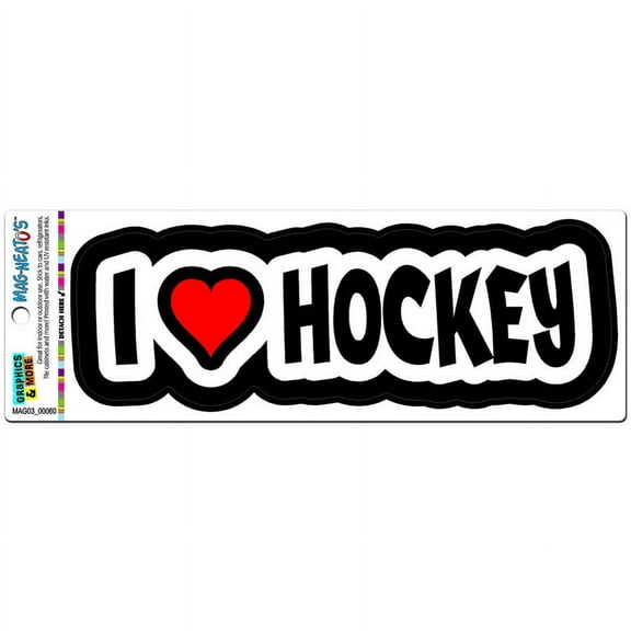 I Love Heart Hockey Automotive Car Refrigerator Locker Vinyl Magnet