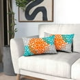 thumbnail image 6 of Orange Teal Grey Pillow Covers 12x20 Dahlias Floral Modern Farmhouse Rustic Decorative Cotton Couch Lumbar Pillow Cases with Zipper Set of 2 Home Decor for Living Room Bedroom Bed Cushion Outdoor, 6 of 6