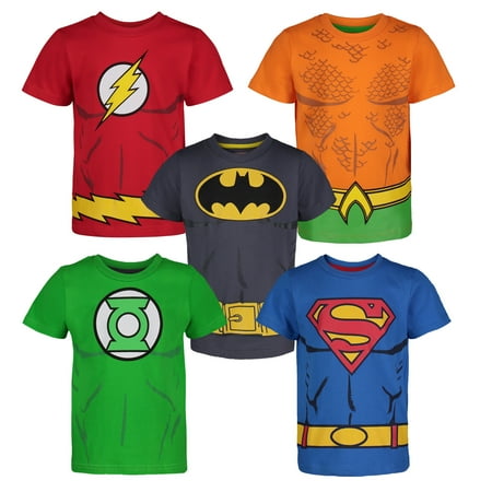 DC Comics Justice League Batman Superman The Flash Big Boys 5 Pack T-Shirts Toddler to Big Kid
