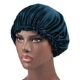 thumbnail image 2 of KPLFUBK Hair Bonnet Wide Elastic Band Satin Sleep Bonnet Soft Night Sleeping Cap for Black Womens Hair Dark Blue, 2 of 5