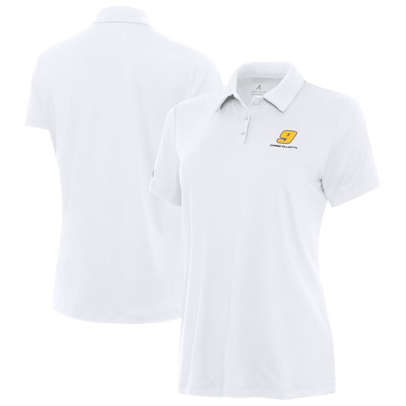 Women's-Antigua  White Chase Elliott Reprocess Polo