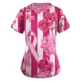 thumbnail image 2 of NAMTYQX Scrub Tops Women Soft Fashion V Neck Plus Size Breast Cancer Shirts Hot Pink Size S, 2 of 4