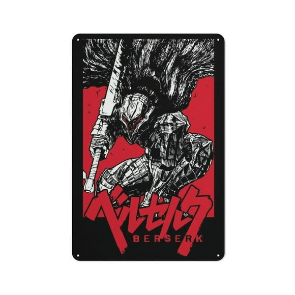 Berserk Black Hanging Picture Tin Hanging Picture Wall Poster Metal Painting Creativity Poster Home Decor Painting Anime Goods Gift 30x20cm