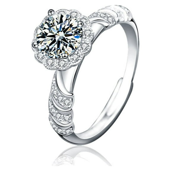 1ct Adjustable Women Moissanite Rings for Women Round Cut D Color VVS1 Clarity S925 Sterling Silver Diamond Rings Moissanite Rings with Certificate