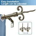 thumbnail image 4 of Urbanest Adjustable Single Curtain Rod Set With Flame Finials – 5/8-Inch Diameter, Antique Gold, 48–84 Inches, 4 of 6