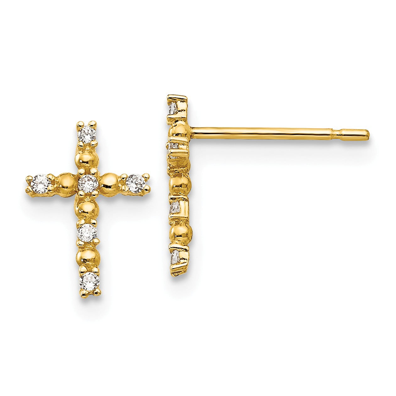 14K Yellow Gold White CZ Cross Baby Ring Size 3 Madi K Children's Jewelry 