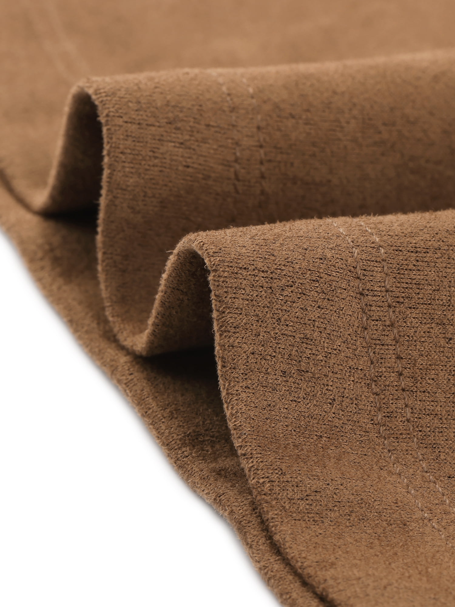 Unique Bargains Women's Faux Suede Dress Notched Collar Long Sleeve Dresses S Brown