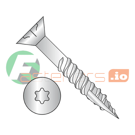 

#12 x 4 Exterior Wood Screws / Six-Lobe (Torx) / Flat Head / Type 17 Point Pt / 18-8 Stainless Steel / With Nibs / Type 17 Point Point / With Nibs / 2/3 Thread (Quantity: 300 pcs)