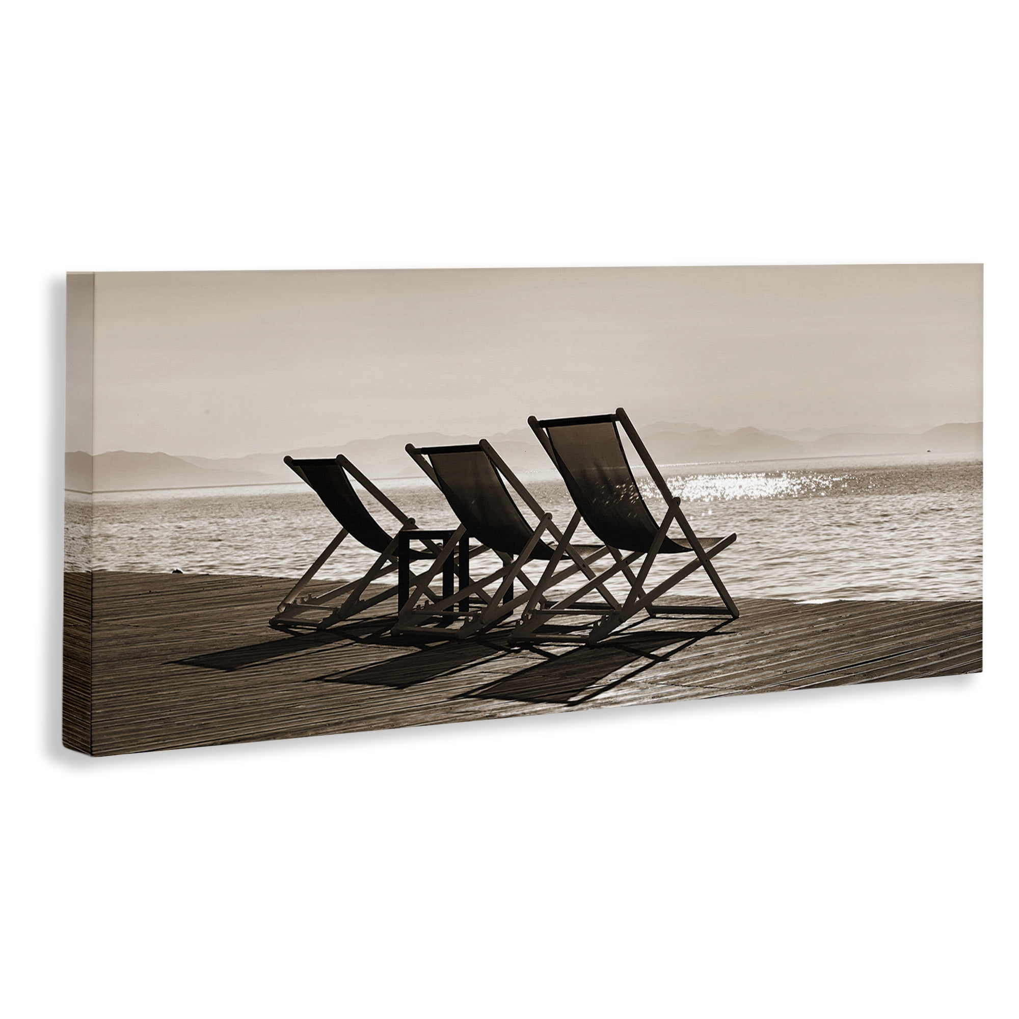 Stupell Industries On Deck Beach Chairs Coastal Photography Gallery Wrapped Canvas Art Print Wall Art, 30 x 13