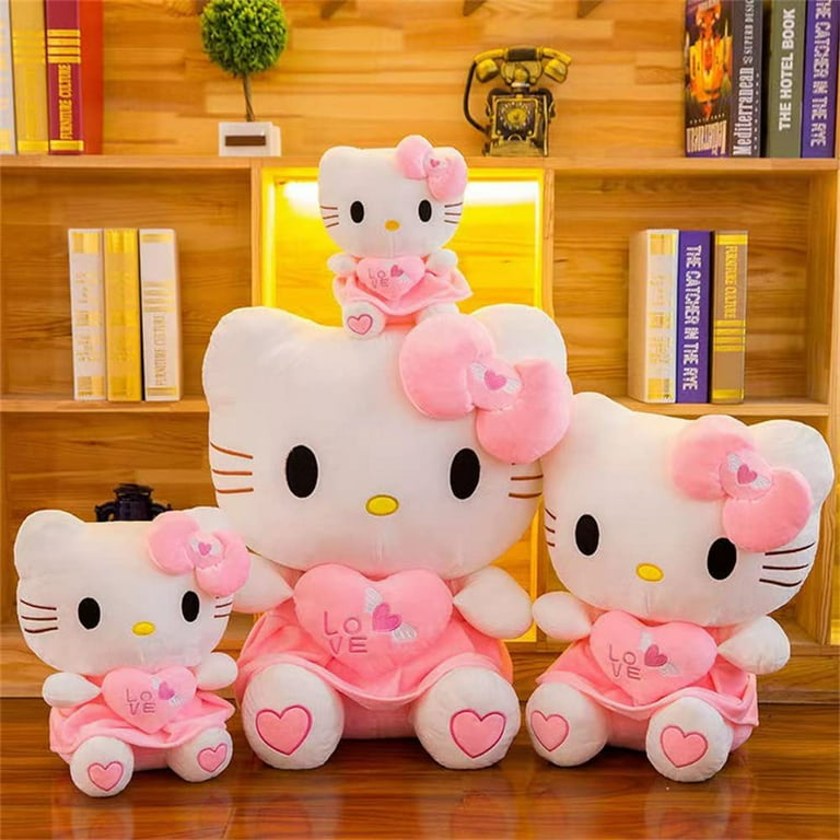 Hello Kitty Plush Toys Baby Girls Dolls 30 cm,Kitten Stuffed Animals Kawaii  Cat Fluffy Hugging Pillow with Love Heart, So Cuddly, Great Gift for Kids,  Friends and Family (Pink,14'') 