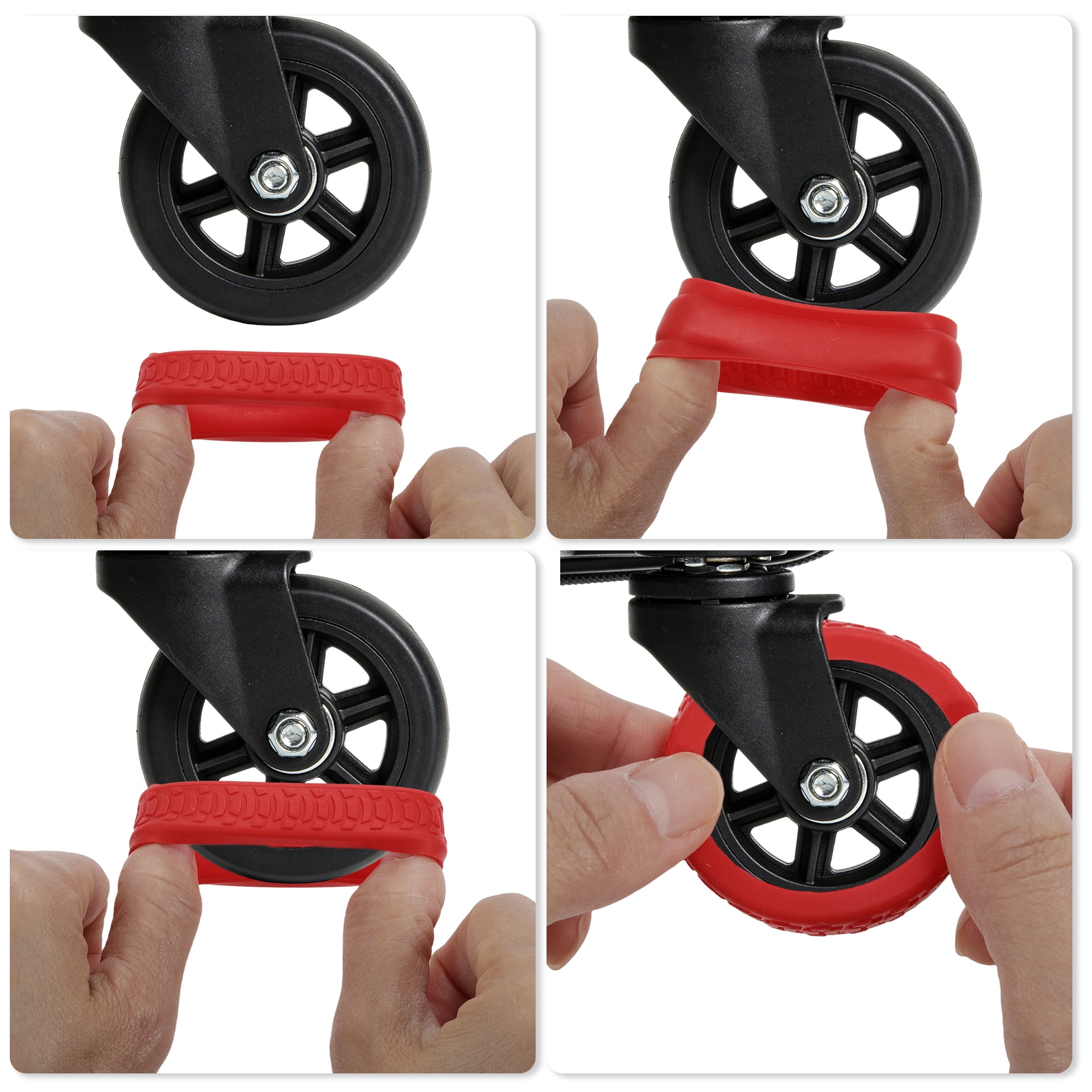 Unique Bargains Durable Convenient Luggage Wheel Covers for Travel 4Pcs Red