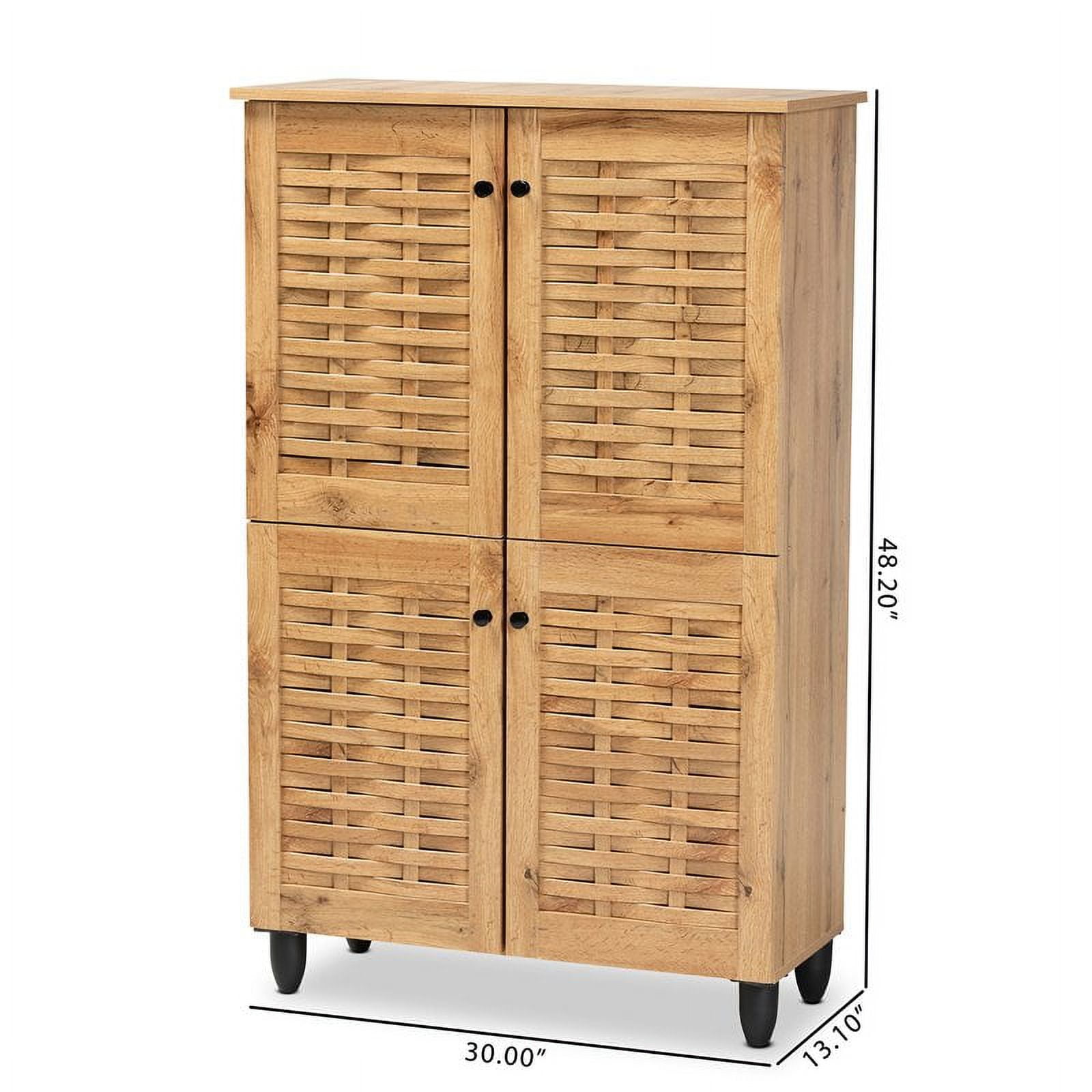 Bowery Hill Modern Oak Brown Finished Wood 4 Door Shoe Storage