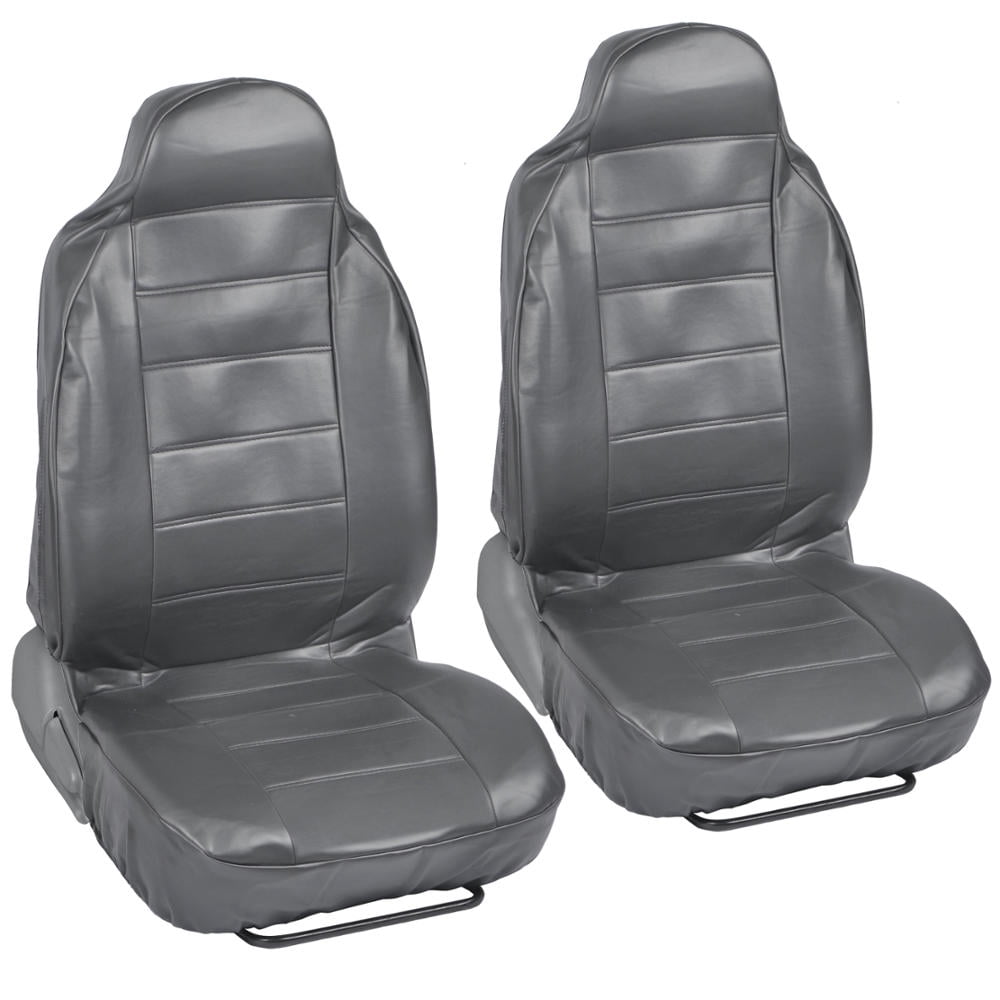 Universal High-Quality Grey PU Leather Front Car Seat Covers Cushion