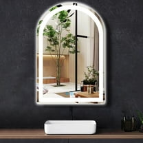 32 x 24 Inch LED Arch Mirror with Lights AntiFog 3 Color Adjustable Brightness Frontlits 32" Arched Lighted Vanity Mirror for Bathroom Wall Mounted Makeup Tabletop Smart Arch Light up Mirrors