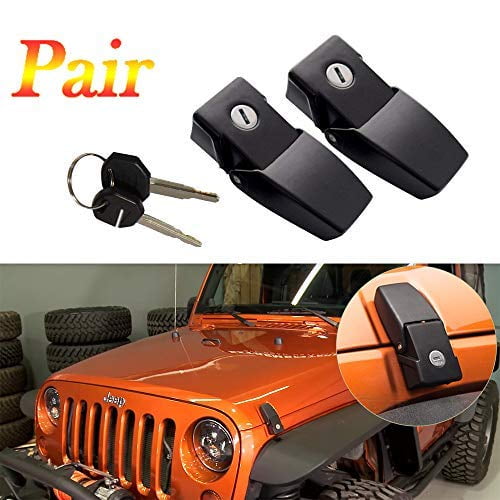 GOHAWKTEQ Anti-Thief Locking Hood Look Catch Latches Kit for 2007 2008 2009 2010 2011 2012 2014 2013 2014 2015 2016 2017 Jeep Wrangler JK JKU G011JP