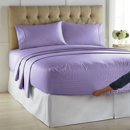 Brylanehome Bed Tite 500-Tc Cotton/Poly Blend Sheet Set - Full  Lilac Brylanehome Bed Tite 500-Tc Cotton/Poly Blend Sheet Set - Full  Lilac.Now there’s a sheet that won’t shift or slip no matter how much you move around when you sleep. Bed Tite™ Sheet Set keeps you cool and comfortable all night long with a fitted sheet with one-piece seamless construction to stay in place and fits a 20  mattress just as perfectly as a 7  one. Fits mattresses 7 -20 Cotton/polyesterMachine washImported Full sheet set includes:One 81  W x 96  L flat sheetOne 54  W x 75  L fitted sheet with 16  deep pocketTwo 20  W x 30  L standard pillowcases Queen sheet set includes:One 90  W x 102  L flat sheetOne 60  W x 80  L fitted sheet with 16  deep pocketTwo 20  W x 30  L standard pillowcases King sheet set includes:One 108  W x 102  L flat sheetsOne 78  W x 80  L fitted sheet with 16  deep pocketTwo 20  W x 40  L king pillowcases. ABOUT THE BRAND: Making Homes Beautiful. Since 1998  BrylaneHome has been dedicated to offering colorful comfort  classic design with a twist and outstanding value—so you can furnish your home with unique personal style. From easy updates to classic pieces to invest in  we provide solutions for every room. We strive to help you create a home you love to live in  at a price you can live with. BrylaneHome—Be Colorful. Be Comfortable. Be Home.