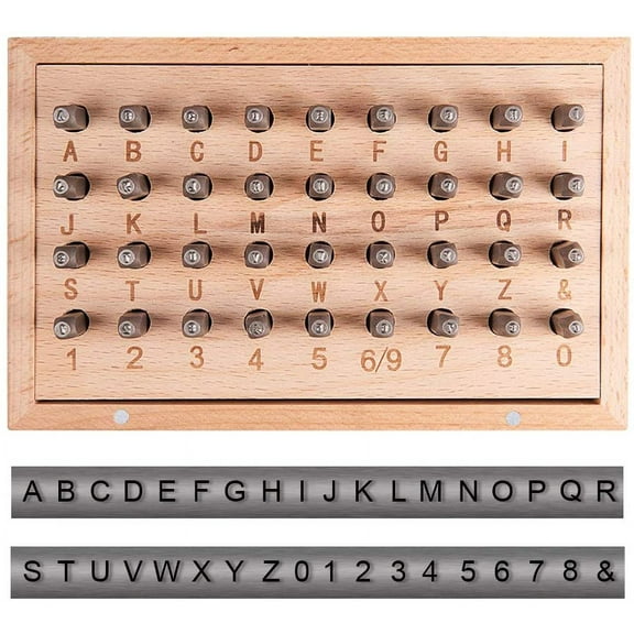 PH Iron Number Alphabet Punch Sets 36pcs 1.5mm(1/16 inch) Uppercase Alphabet A to Z Number 0 to 8 and Symbol Metal Stamp Punch Tool Kit for DIY Jewelry Making Black Black DIY