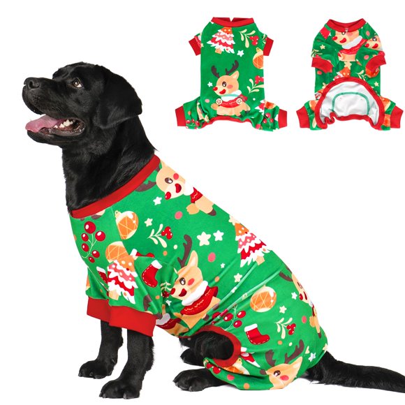 Pijama navideño para perros KYEESE de terciopelo medio suave y elástico