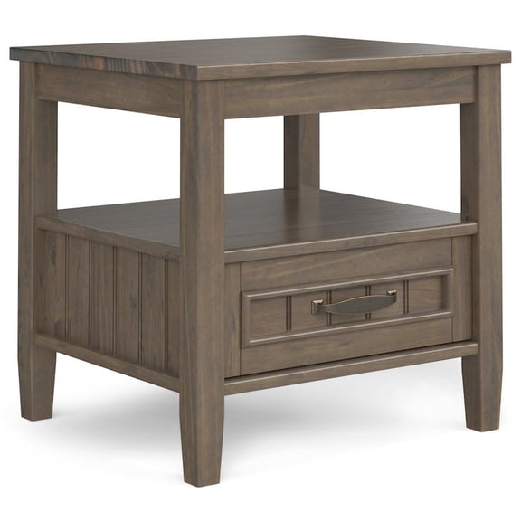 Simpli Home Lev 20W Open Side Table with Bottom Drawer