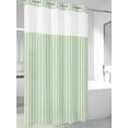 thumbnail image 4 of Sage Green Striped No Hook Shower Curtain Waterproof, Bathroom Curtains with Snap in Liners and See Through Top Window, Modern Simple Farmhouse Beige Hotel Style Bathtub Curtains Shower 36"Wx78"L, 4 of 8