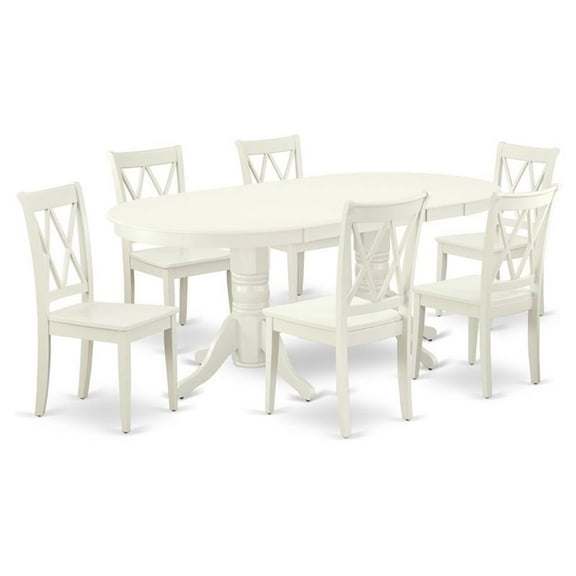 Atlin Designs 7-piece Wood Dining Room Set in Linen White