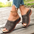 thumbnail image 7 of Women Wedge Sandals Platform Open Toe Strappy Wide Fit Shoes Womens Comfort Ladies Summer Non Slip Walking Shoes Casual Slippers Coffee 7.5, 7 of 7