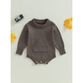 thumbnail image 2 of Bagilaanoe Newborn Baby Boys Knitted Rompers Long Sleeve Bodysuit Sweater 3M 6M 12M 18M 24M Infant Fall Ribbed Knitwear, 2 of 8