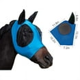 thumbnail image 2 of Máscara contra moscas para caballos, suministros para caballos, máscaras contra moscas para caballos con orejas, malla fina suave con protección UV, máscaras (azul), 2 of 5