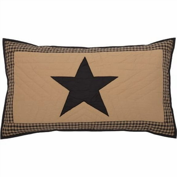 Primitive Sham Black Check Appliqued Star Cotton Bedroom Decor TCC Brands