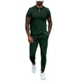 thumbnail image 1 of Birdeem Ensemble Décontracté pour Hommes Col Rabattu Fermeture Éclair Manches Courtes Pantalon Taille Élastique, 1 of 4