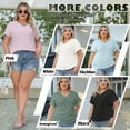 thumbnail image 6 of VDJ Women Dressy Tops Summer Short Sleeve Plus Size Casual Light Weight Oversize Fashion Pink Blouses Size 3XL, 6 of 10