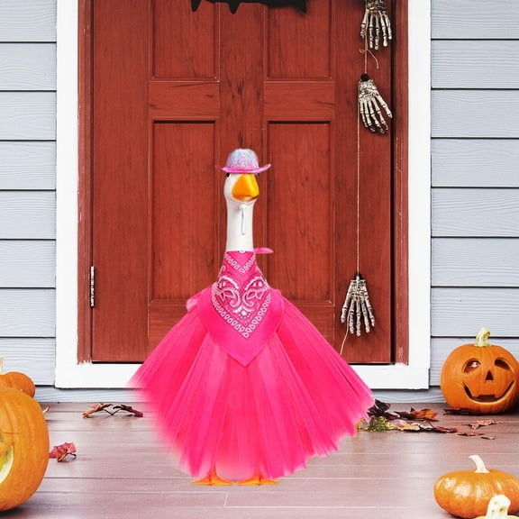 colaxi Cowboy Porch Goose Outfits Scarf Creative Multifunction Lawn Goose Statue Clothes Decor for Supplies Garden Summer