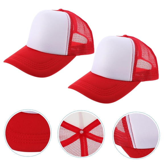 DINHEAROM 5Pcs Red Sublimation Blank Baseball Caps Heat Transfer Mesh Hats for Outdoor Use