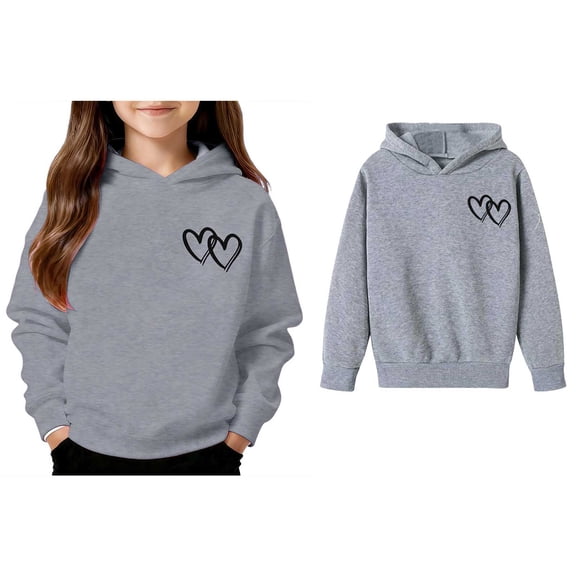 Toddler Hoodies Girls Valentines Sweatshirt Long Sleeve Casual Heart Sweatshirt Crewneck Pullover Sweatshirt Size 2-3 Years Girls Clothes