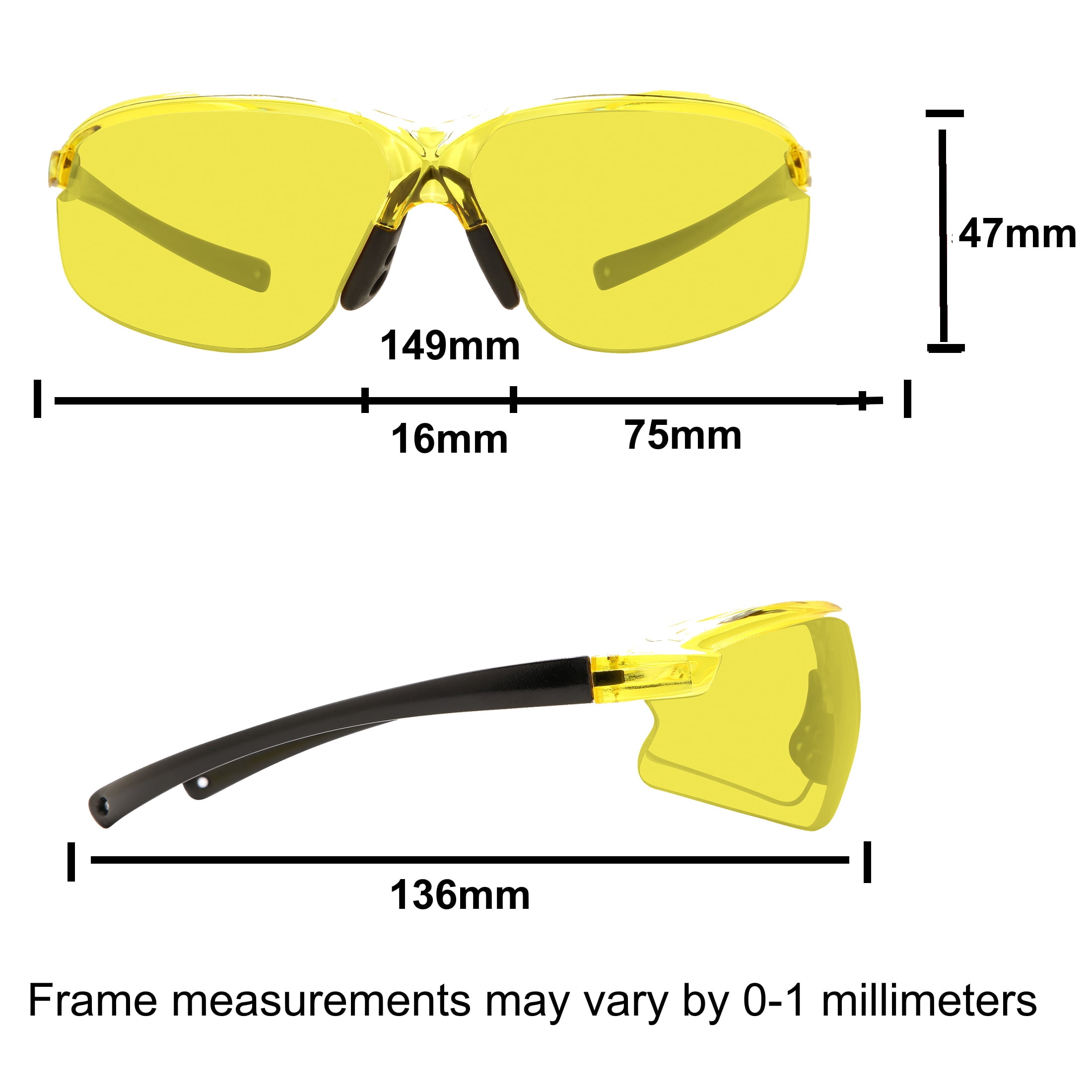 M+ Safety Glasses, Unisex, MS380569ECOLPK 2-Packs Lens yellow/Crystal, 2 units