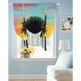 thumbnail image 2 of Mountain Tree Silhouette Tie Up Curtains for Window, Thermal Insulted Balloon Shade Adjustable Rod Pocket Curtains Valance Panels for Kitchen Bathroom Cafe 42 x 63 Orange Blue Sky Watercolor, 2 of 6