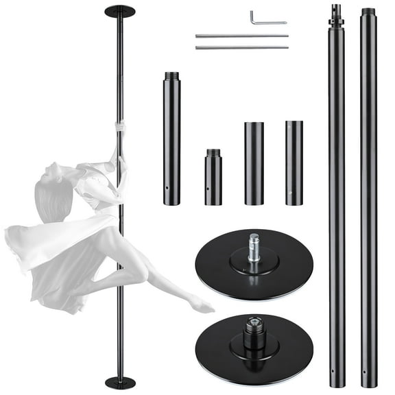 Yescom Professional Stripper Pole 45mm Spinning Static Dance Pole Kit for Party Pub Fitness, Max Load 1102 Lbs, Black