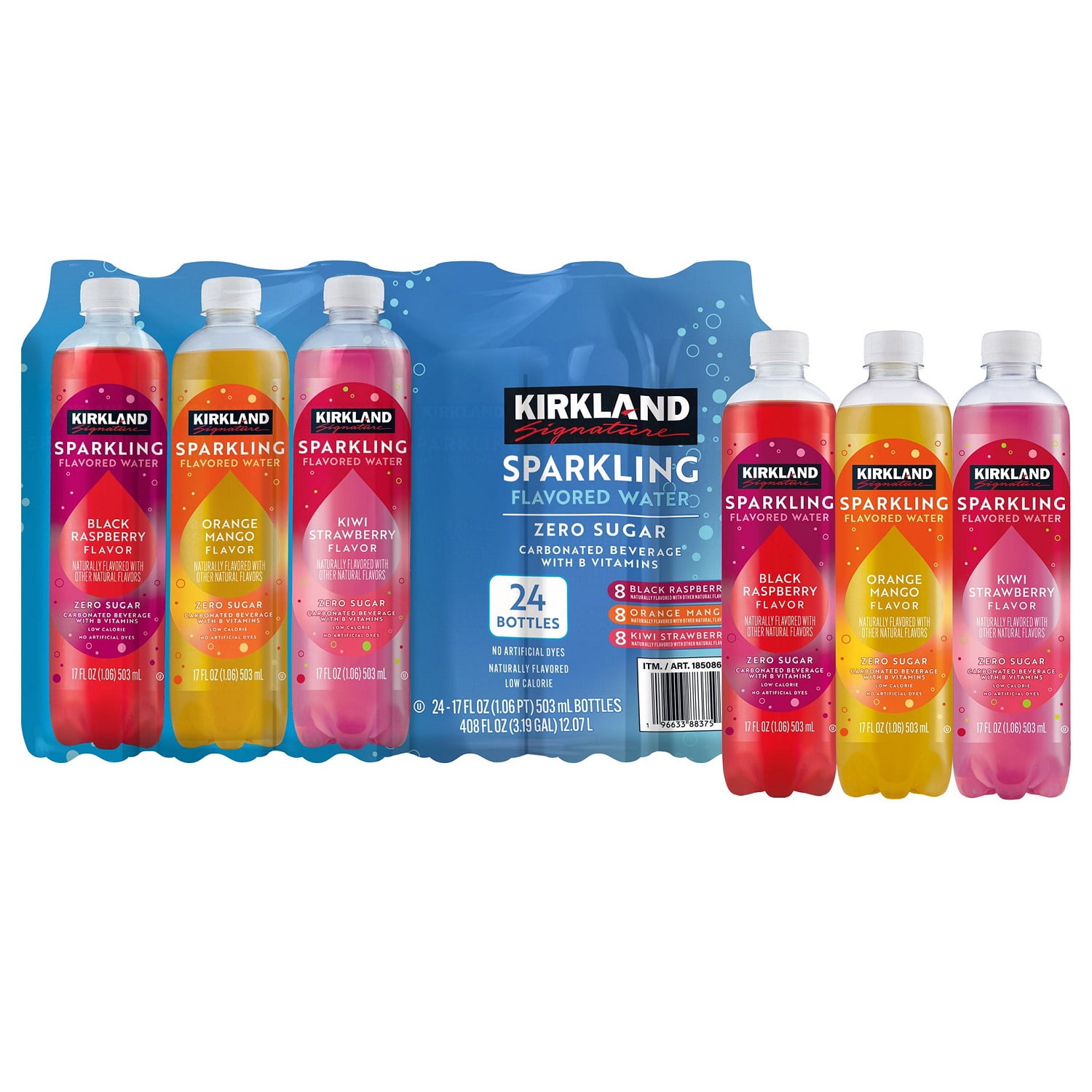 Kirkland Signature Flavored Sparkling Water, 17 Fluid Ounce (Pack of 24)