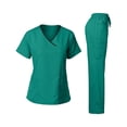 thumbnail image 3 of Minjewel Women's V-Neck Short Sleeve Scrubs for Women Set with Multiple Pockets, Soft & Breathable Scrub Set for All-Day Healthcare Duty,Turquoise M, 3 of 5