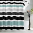 thumbnail image 2 of Teal Black Stripes Fabric Shower Curtain White Gray Lines Washable Shower Curtains for Bathroom, Waterproof Bath Curtain with Hooks Home Decor 72x72in, 2 of 8