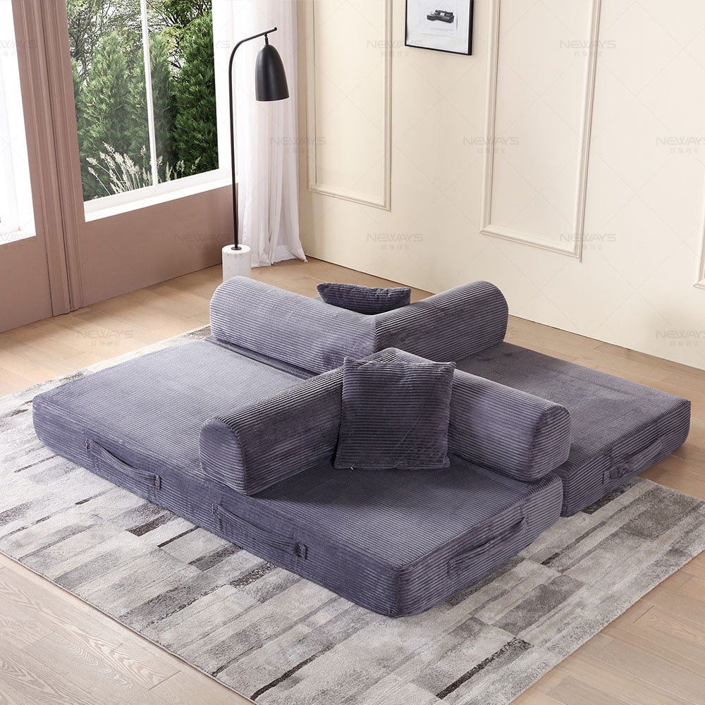 Miniyam 78 W x 35.4 L x 26.7 H Convertible Sleeper Sofa 2 in 1 Sleeper Sofa Couch Bed with Fixed-Shape Frame 3 Seat Folding Sofa Bed, Gray
