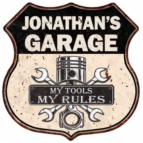 JONATHAN'S Garage My Tools My Rules Sign 12x12 Metal Sign 211110024058