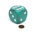 thumbnail image 2 of Marble 50mm Huge Large D6 Chessex Dice, 1 Piece - Oxi-Copper with White Pips, 2 of 3