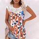 thumbnail image 2 of Camiseta sin mangas de encaje con estampado de mujer Camiseta sin mangas de empalme de cuello redondo Camiseta ligera y cómoda delgada OAVQHLG3B Store lin121212, 2 of 5