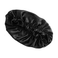 thumbnail image 1 of Gorro de seda para dormir para mujer, negro, elástico, para reducir el encrespamiento y proteger el peinado durante la noche., 1 of 5