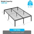 thumbnail image 5 of Matladin Full Size Bed Frame with 14'' High, Metal Platform, Mattress Foundation Bed Base, 1000lbs Capacity Steel Slat Support, No Box Spring Needed, Black, 5 of 8