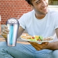 thumbnail image 5 of Vaso de agua fría con forma de cúpula de 560 ml, vaso para bebidas, vaso de agua con láser de diamante de color de plástico de doble capa, 5 of 5