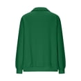 thumbnail image 5 of Wang6 Quarter Zip up Pullovers for Women Causal Long Sleeve Lapel Hoodless Sweatshirts Girls Loose Fit V Neck Tops Solid Tshirts with Pockets Green S, 5 of 6